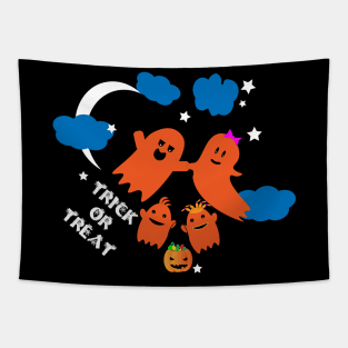 Trick Or Treat Cute Ghosts Family Fly Halloween Candys Sweets Tapestry