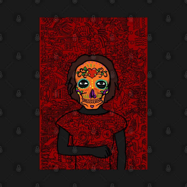 Embrace NFT Character - FemaleMask Doodle with Mexican Eyes Inspired by Buddha on TeePublic by Hashed Art