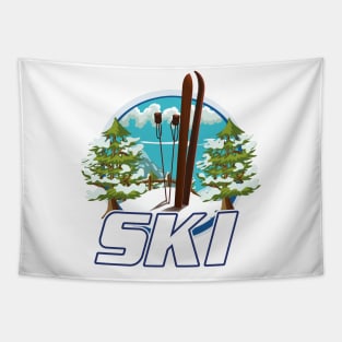 Skiing travel logo Tapestry