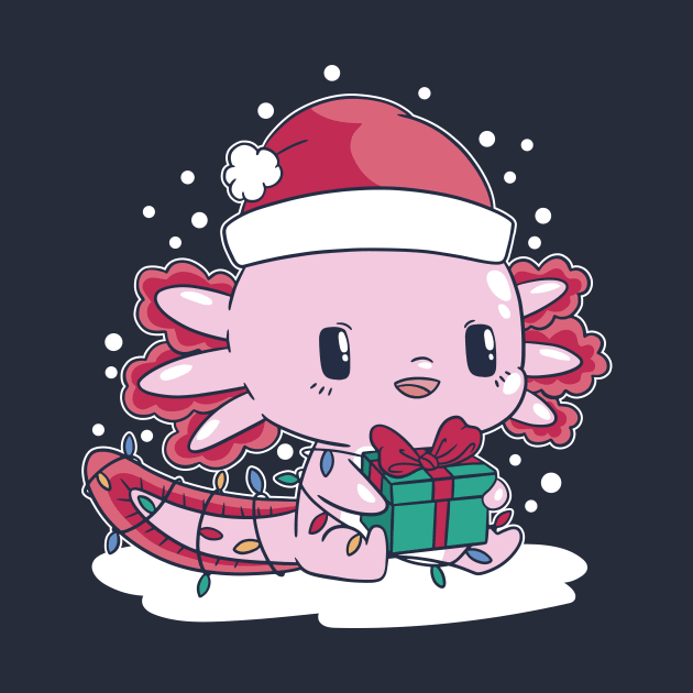 Cute Christmas Axolotl Cartoon by SLAG_Creative