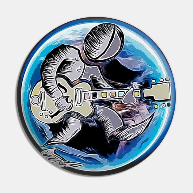 Guitar Player Rocks out on the Guitar Pin by LowEndGraphics