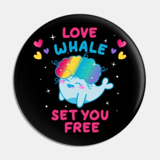 Cute Rainbow Pride Whale Pun Design Pin