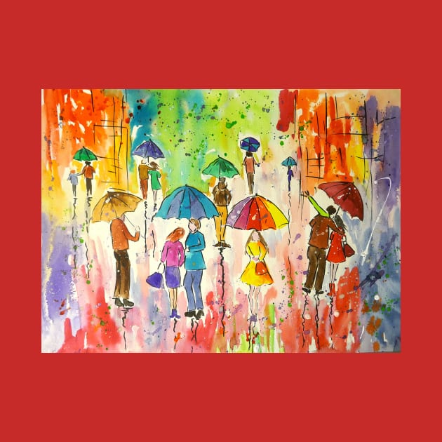 Colourful Umbrella Painting by Casimirasquirkyart