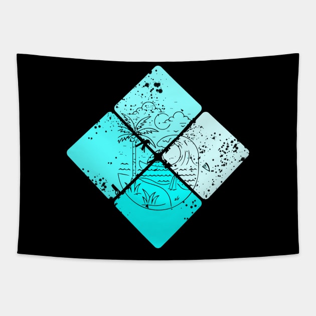 Retro Sea Tapestry by Imutobi