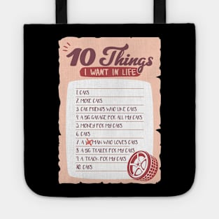 Car Things Car Gifts 10 Things I Want In My Life Tote