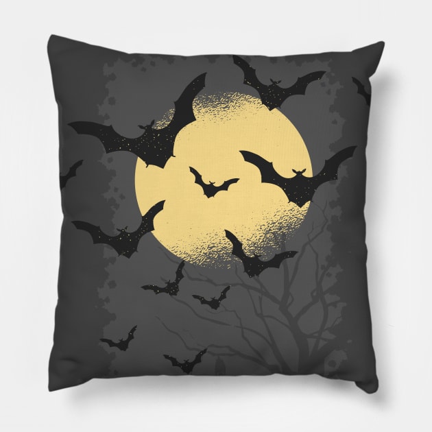 Bat Colony Flying | Cool Halloween Pillow by SLAG_Creative