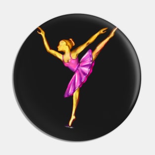 Dance golden ballerina statuette - dancing woman wearing purple pink tutu Pin
