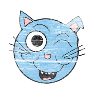 Vintage Blue Cat head 8 T-Shirt