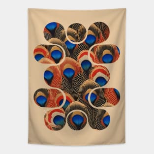 Abstract Shapes Peacock Feathers Pattern Design Tapestry