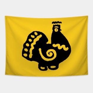 Black and Yellow Chicken Doodle Tapestry