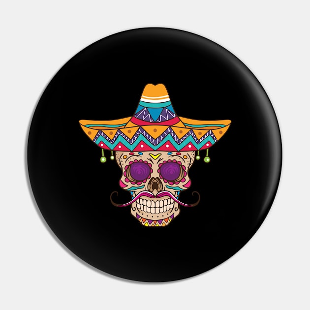 Title Mexican sugar skull with painting on the skull Pin by Luxara