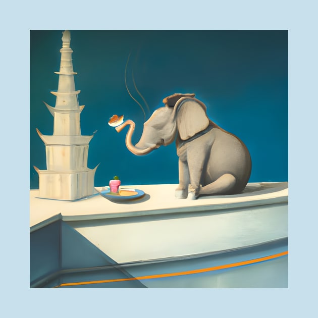 Blue Elephant Eating Cake by druidwolfart