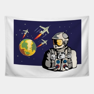 Astronaut Spaceships Rocket Ship Retro Tapestry