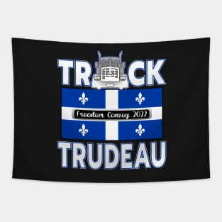 F-CK TRUDEAU QUEBEC FLAG TRUCK TRUDEAU FREEDOM CONVOY 2022 WHITE LETTERS SHIRT STICKERS CAP PHONE CASES Tapestry