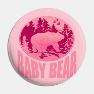 Pink Woodland Baby Bear Camping Cub Pin