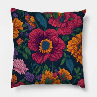 floral pattern design, colorful pattern design Pillow