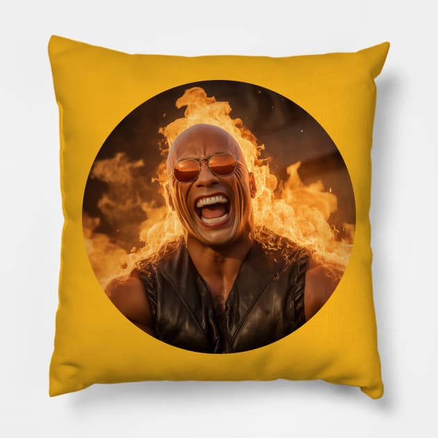 Mr. ROCK is Laughing His BALD head is ON FIREEE Pillow by BloomInOctober