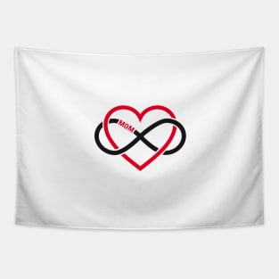 Mom, red heart with infinity sign, mother's day card, sticker Tapestry