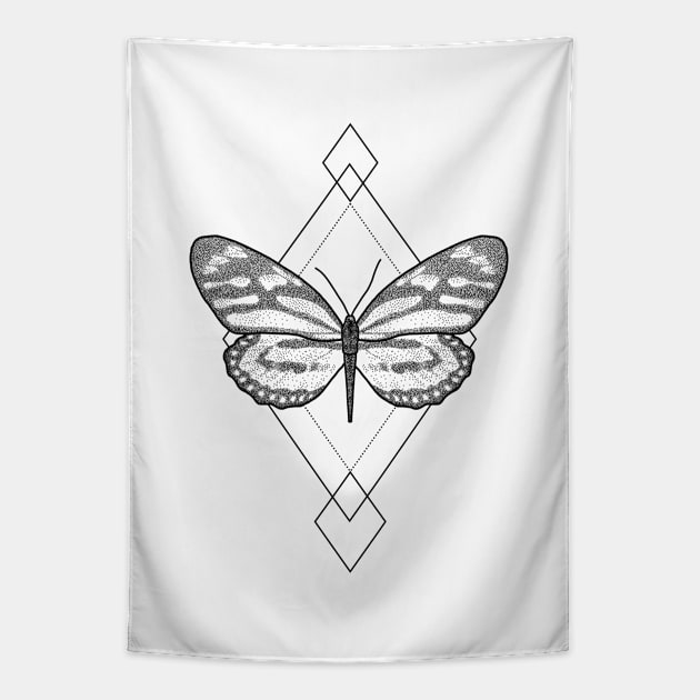 Geometric Butterfly Tapestry by AJ Illustration Store