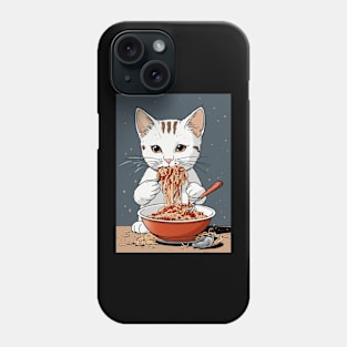 cute cat eating spaghetti Phone Case