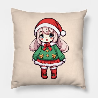 Cute christmas anime girl Pillow