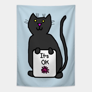 Cat says Its OK Kindness Quote Tapestry