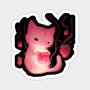 Cat Strawberry Lounge Magnet