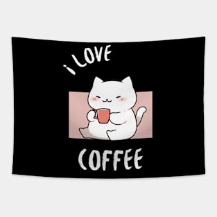 Happy Cat with Coffee Tapestry