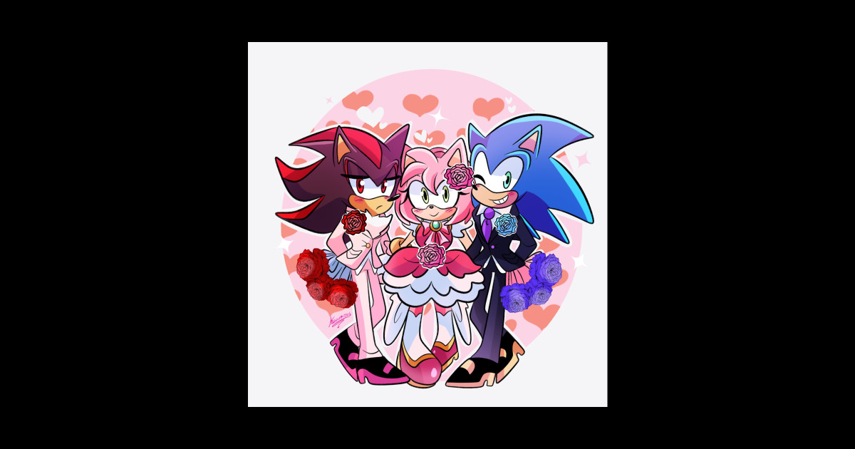 Shadow x amy x sonic Sonic The Hegdehog Sticker TeePublic
