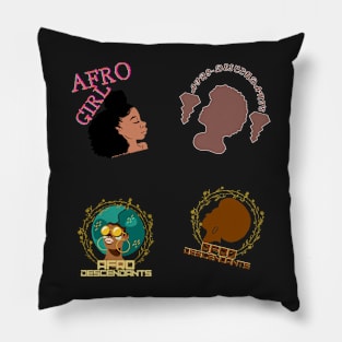 afro sticker pack Pillow