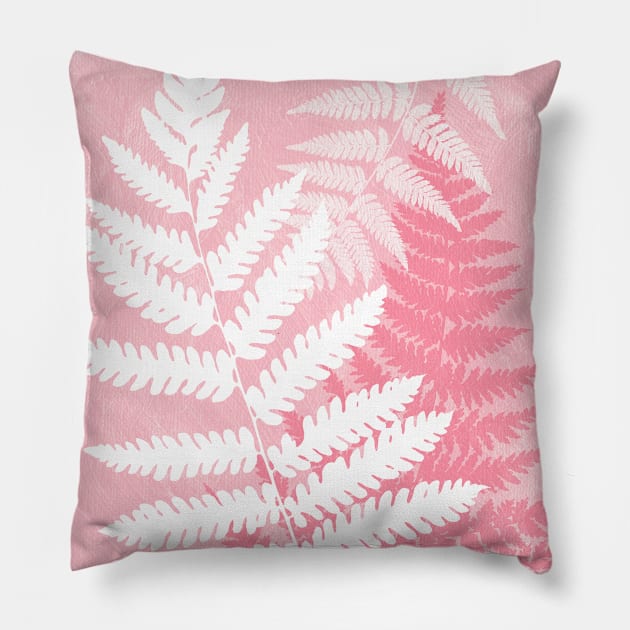 Pink Fern Leaves Nature Painting Pretty Design Pillow by LittleBean