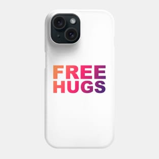 Free Hugs Typography - Minimal - Graphic Design Orange, Pink, Purple Gradient Lettering Phone Case