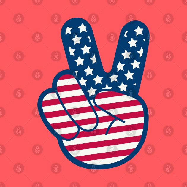 American Flag Retro Peace Sign Hand by PUFFYP