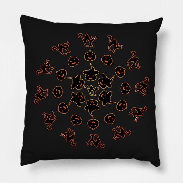 Halloweeen circle Pillow by cocodes