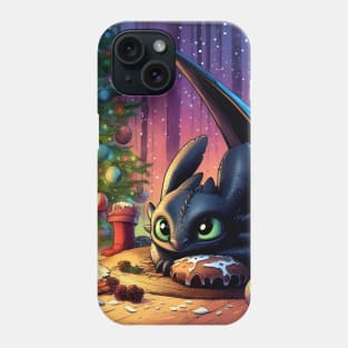 Christmas Dragon Wonderland: Festive Art Prints Featuring Whimsical Dragon Designs for a Joyful Holiday Celebration! Phone Case