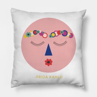 Viva la vida Frida kahlo funny portrait colorful flowers Pillow