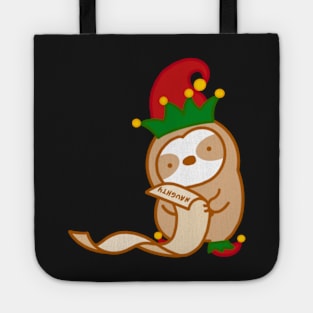 Cute Christmas Naughty Elf Sloth Tote