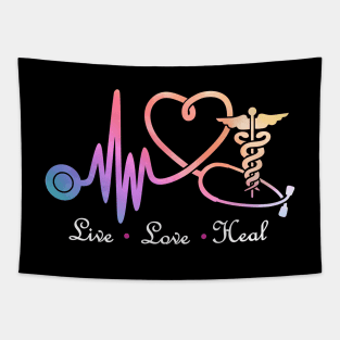 Live Love Heal with Caduceus Tapestry