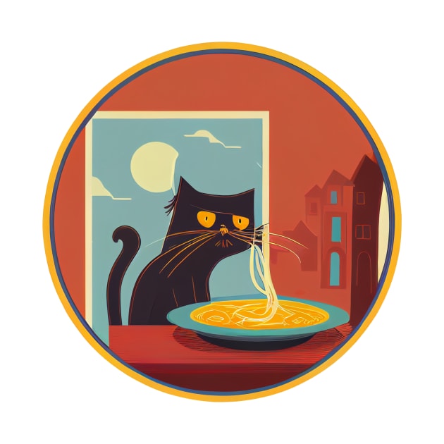 Cat Hypnotized by Spaghetti by Ink Fist Design