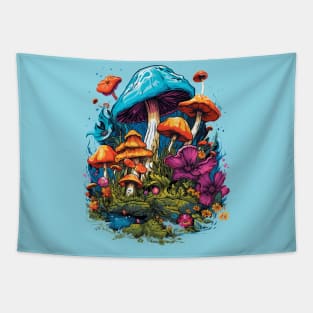 Cottagecore Aesthetic Mushrooms And flowers Tapestry