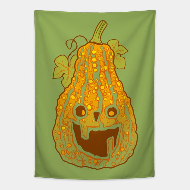 Halloween Pumpkin with Warts. Humor illustration Tapestry by lents