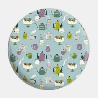 Pattern with ceramic kitchenware and cake Pin