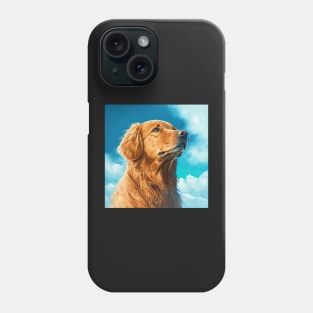 Golden Retriever Curious Dog Open Sky Illustration Phone Case