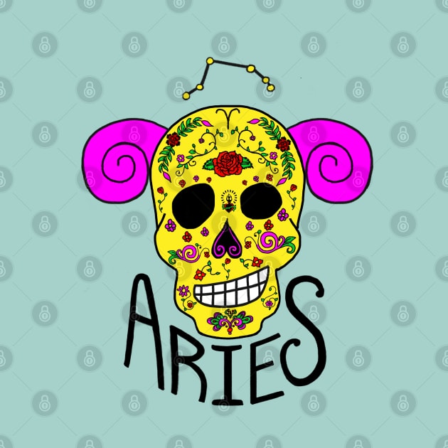 Aries Zodiac Dia De Los Muertos Style by El Californiaro