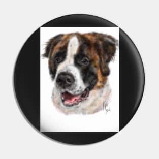 Smiling Happy St Bernard Dog Pin