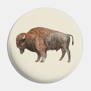 Bison Watercolor Pin