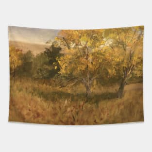 Golden Trees Vintage Oil on Canvas Fine Art Tapestry
