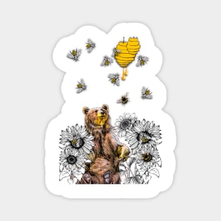 Bear bee and honey Magnet