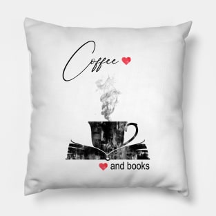 Cup of coffee and books Pillow