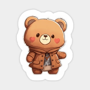 Cute Bear Cartoon Adventurer Adorable Kawaii Animal Magnet